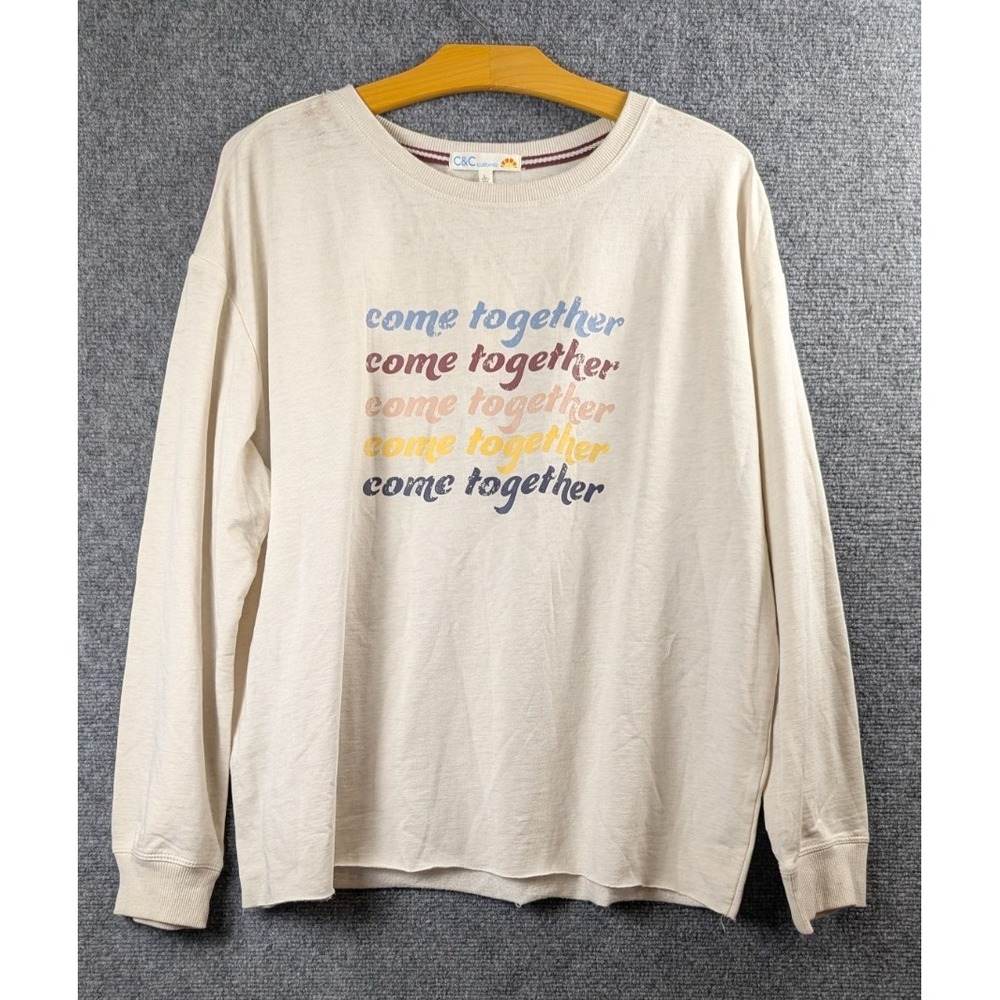 C&C California Come Together Graphic Sweatshirt Cream Long Sleeve Top Women's L